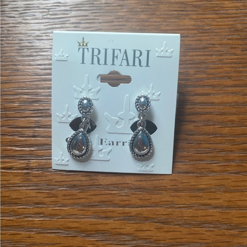 Trifari Silver Hoop Earrings
